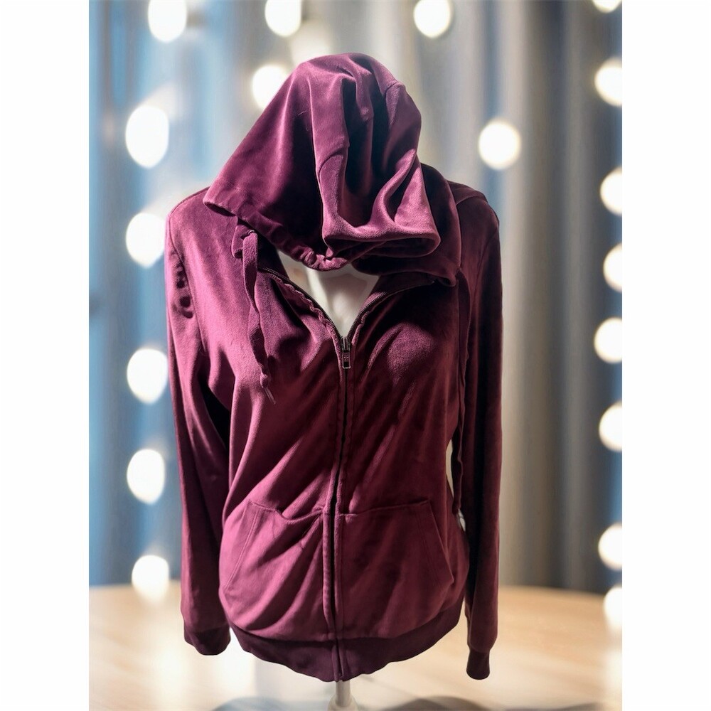 PINK Victoria's Secret Hoodie Jacket Womens XS Purple Velour Full Zip